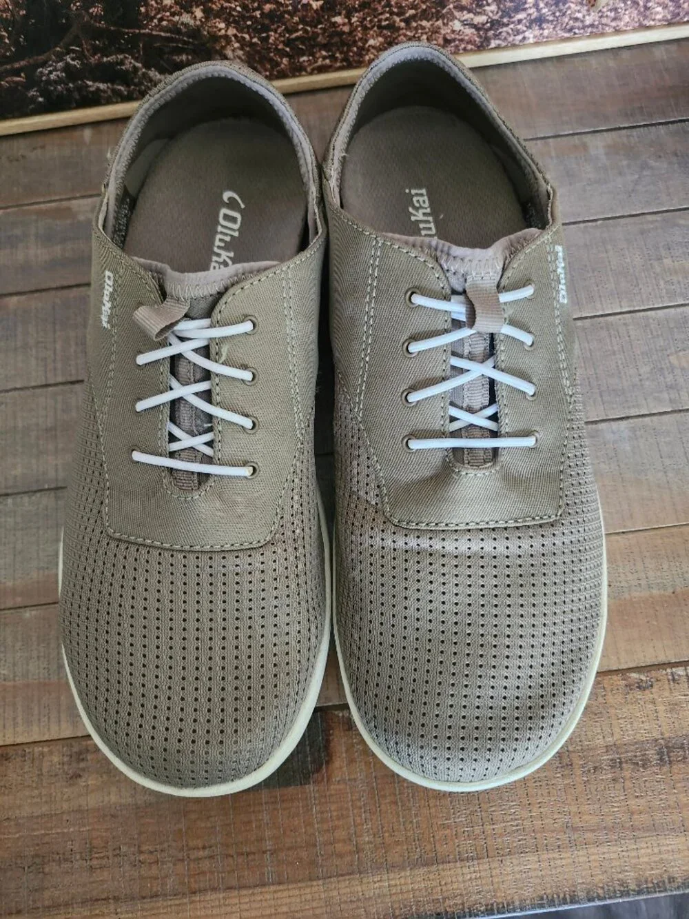 OLUKAI Nohea Moku No Tie Slip On Boat Land/Water Shoes Clay/Tapa 9.5